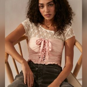 Free people Aurelia corset satin embroidered bandeau top